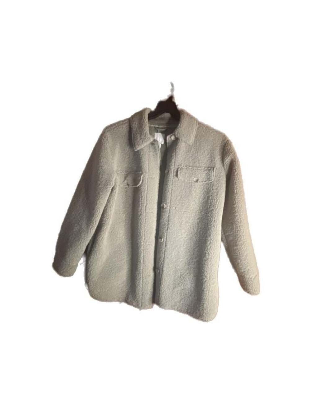Joie Sage Green Button Front Sherpa Shacket